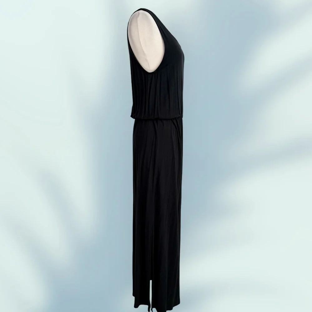 Nordstrom Caslon Black Knit Sleeveless Elastic Waist Maxi Dress M (8/10) - Picture 4 of 12